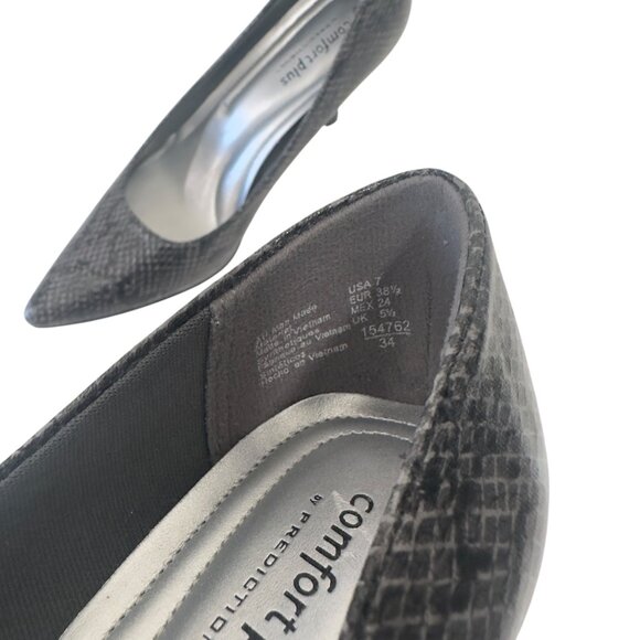 Comfort Plus By Predictions Womens Snake Print Black Pointed-Toe Pumps Size 7M - Picture 4 of 13